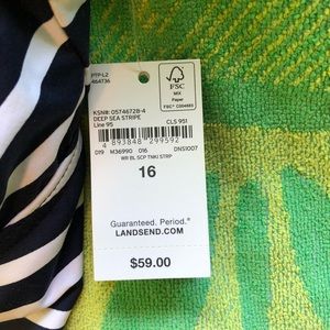 NWT navy/white stripe Land’s End tankini top, sz16